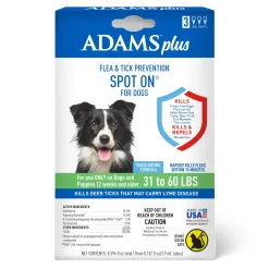 Adams Plus Flea & Tick Prevention Spot On for Dogs 3 Month Supply - Large Dogs 31 To 60 lb