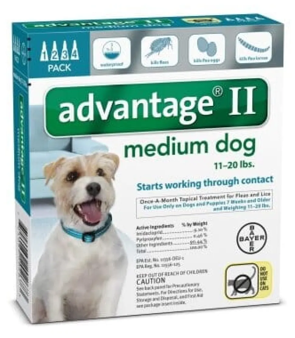 Advantage II Flea and Tick for Dogs - 11 - 20 Lbs - 4 Pack