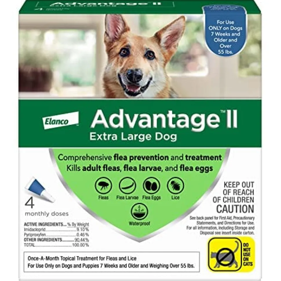 Advantage II Flea and Tick for Dogs - Over 55 Lbs - 4 Pack