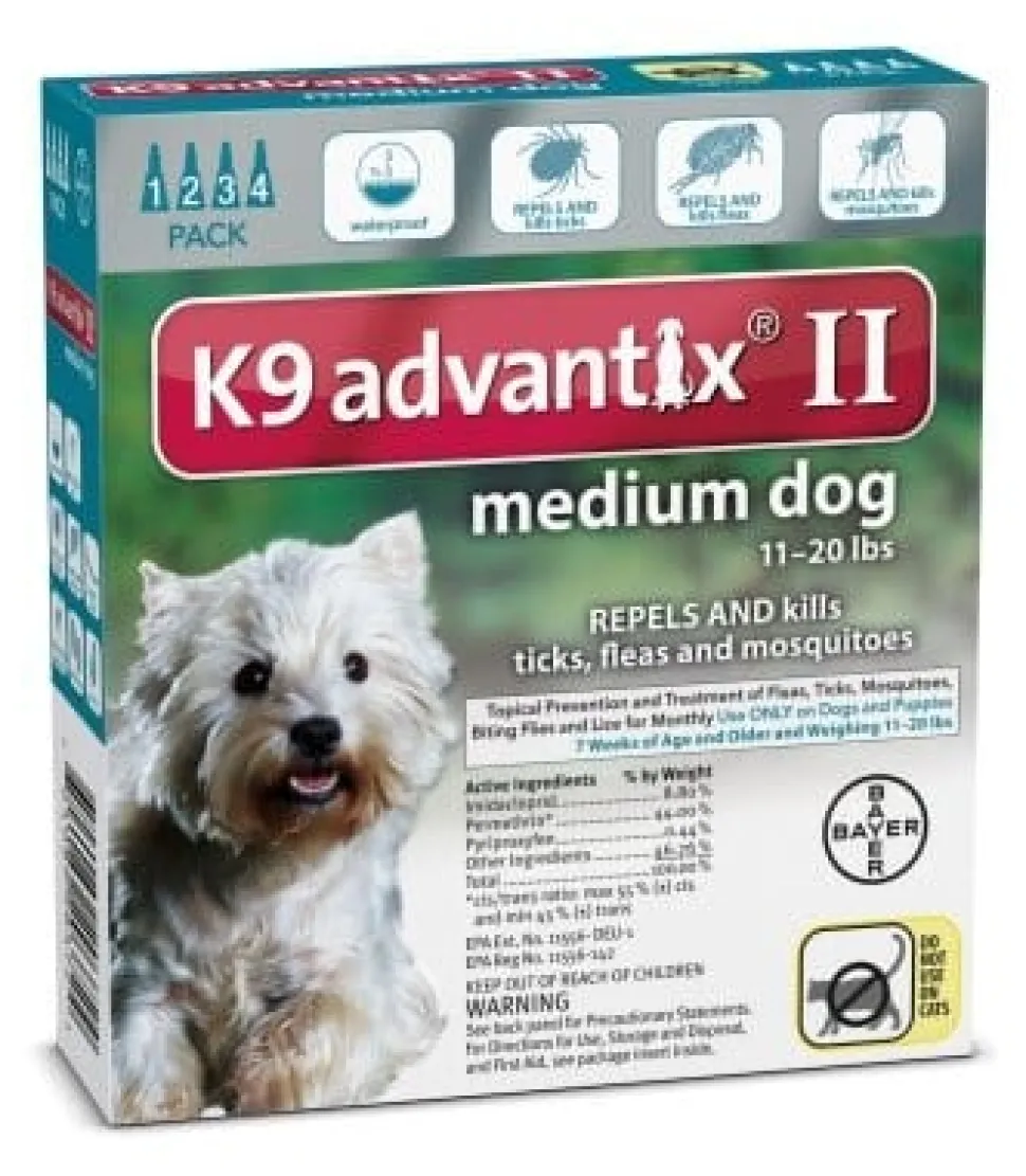 Advantix II K9 Flea and Tick for Dogs - 11 - 20 Lbs - 4 Pack