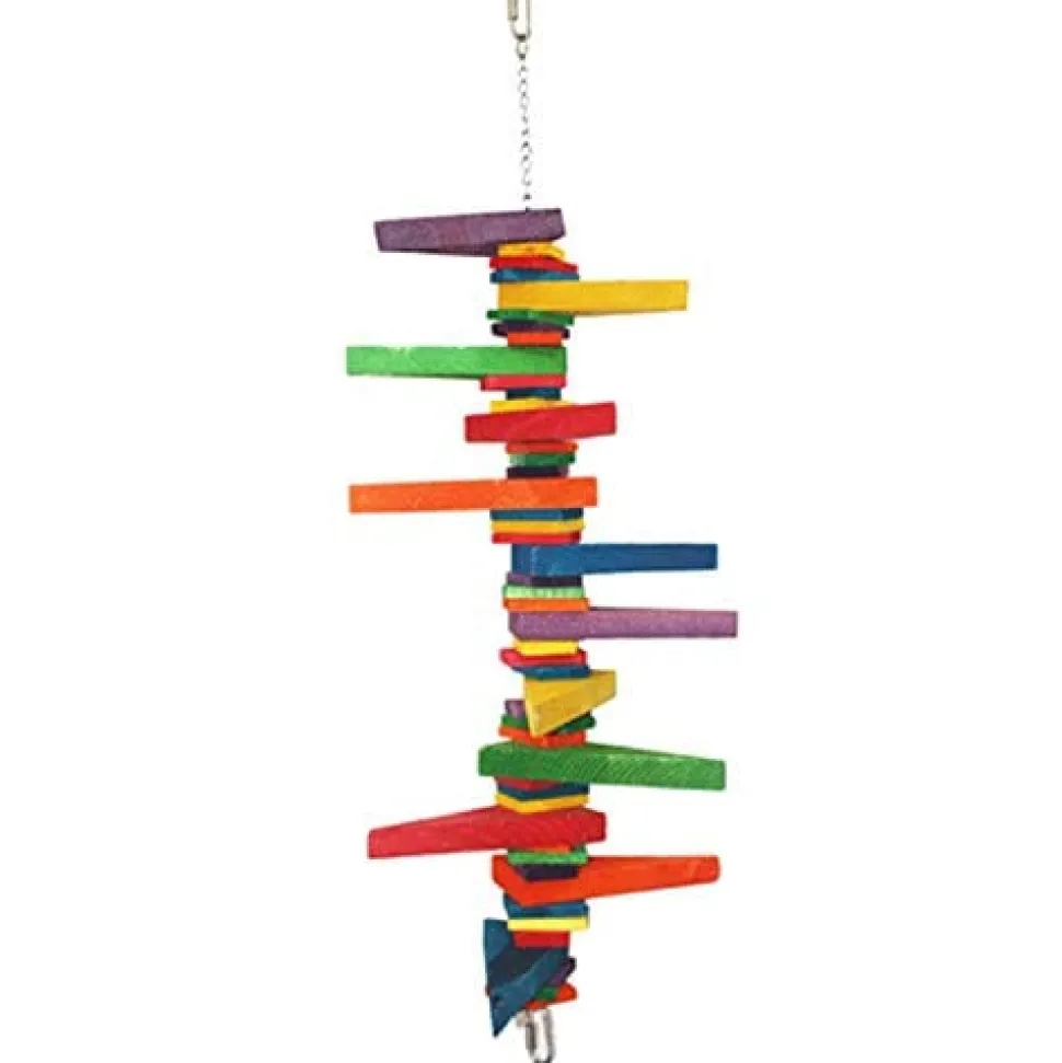 A&E Cage Happy Beaks Colored Wooden Blocks & Wedges Wood Bird Toy - 18.5 X 3 X 3 In
