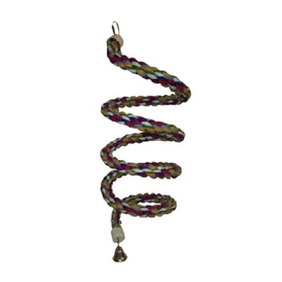 A&E Cage Happy Beaks Cotton Rope Boing with Bell Bird Toy - 1.25 X 97 In