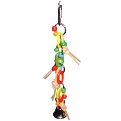 A&E Cage Happy Beaks Plst Chain with Leather & Ball Bird Toy - 2 X 10 In