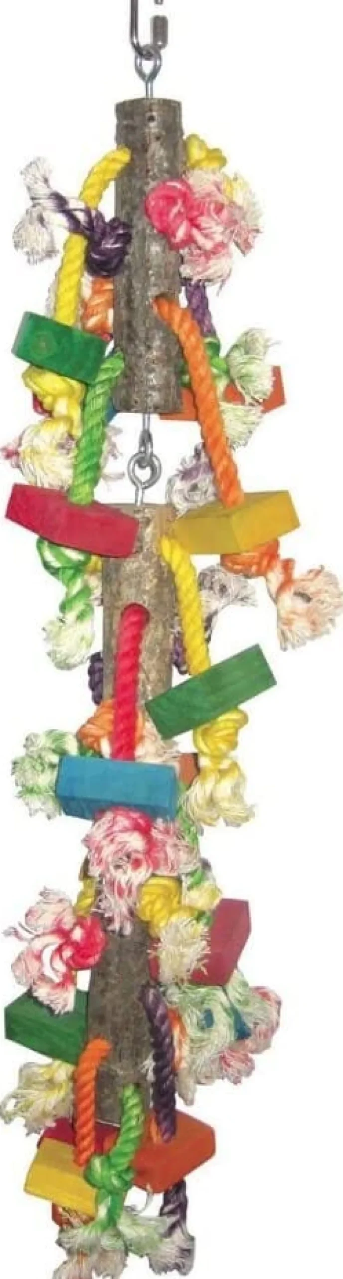 A&E Cage Happy Beaks Real Wood With Hanging Blocks On Rope Bird Toy - Large