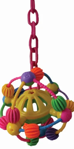 A&E Cage Happy Beaks Space Ball On A Chain Bird Toy - 14 X 7 In