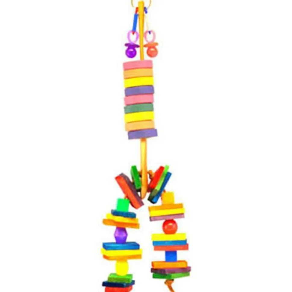 A&E Cage Happy Beaks Wooden Spoon with Bagels Blocks & Beads Bird Toy - 19 X 5 X 2 In