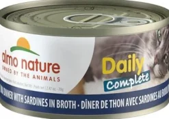 Almo Nature Cat Daily Complete Tuna Dinner with Sardines in Broth Canned Cat Food - 2.47 oz Cans - Case of 24