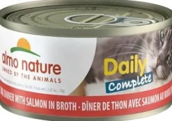 Almo Nature Cat Daily Complete Tuna Dinner with Salmon in Broth Canned Cat Food - 2.47 oz Cans - Case of 24