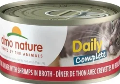 Almo Nature Cat Daily Complete Tuna Dinner with Shrimps in Broth Canned Cat Food - 2.47 oz Cans - Case of 24