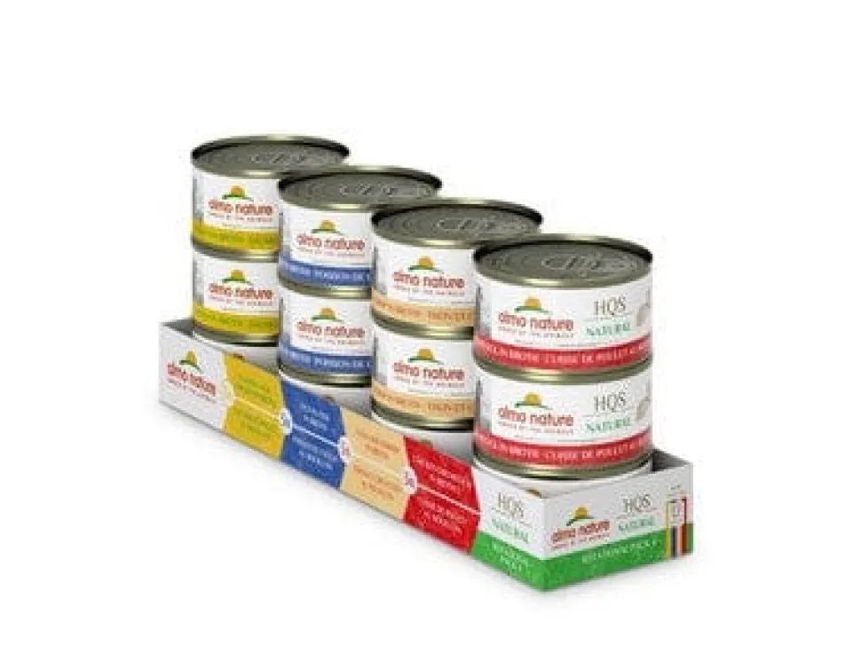 Almo Nature HQS Natural Wet Cat Food Rotational 4 Variety Pack 2.47 oz Cans - Case of 24