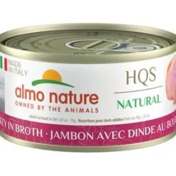Almo Nature Made in Italy HQS Natural Ham with Turkey in Broth Canned Cat Food - 2.47 oz Cans - Case of 24