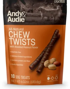 Andy & Audie All-Natural Chew Twists With Roasted Peanut Flavor Treats - 30 Count, 17.63 oz