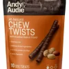 Andy & Audie All-Natural Chew Twists With Roasted Peanut Flavor Treats - 10 Count, 6.2 oz