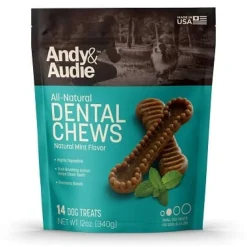 Andy & Audie All-Natural Dental Chews Natural Mint Flavor Medium Treats - 7 Count 6 oz
