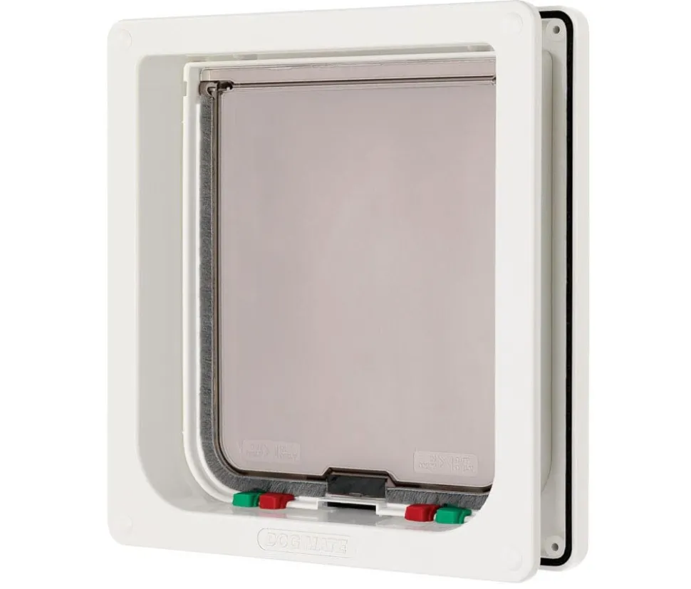 Ani Mate Dog Mate 4 Way Locking Door for Small Dog or Large Cat - White/Clear
