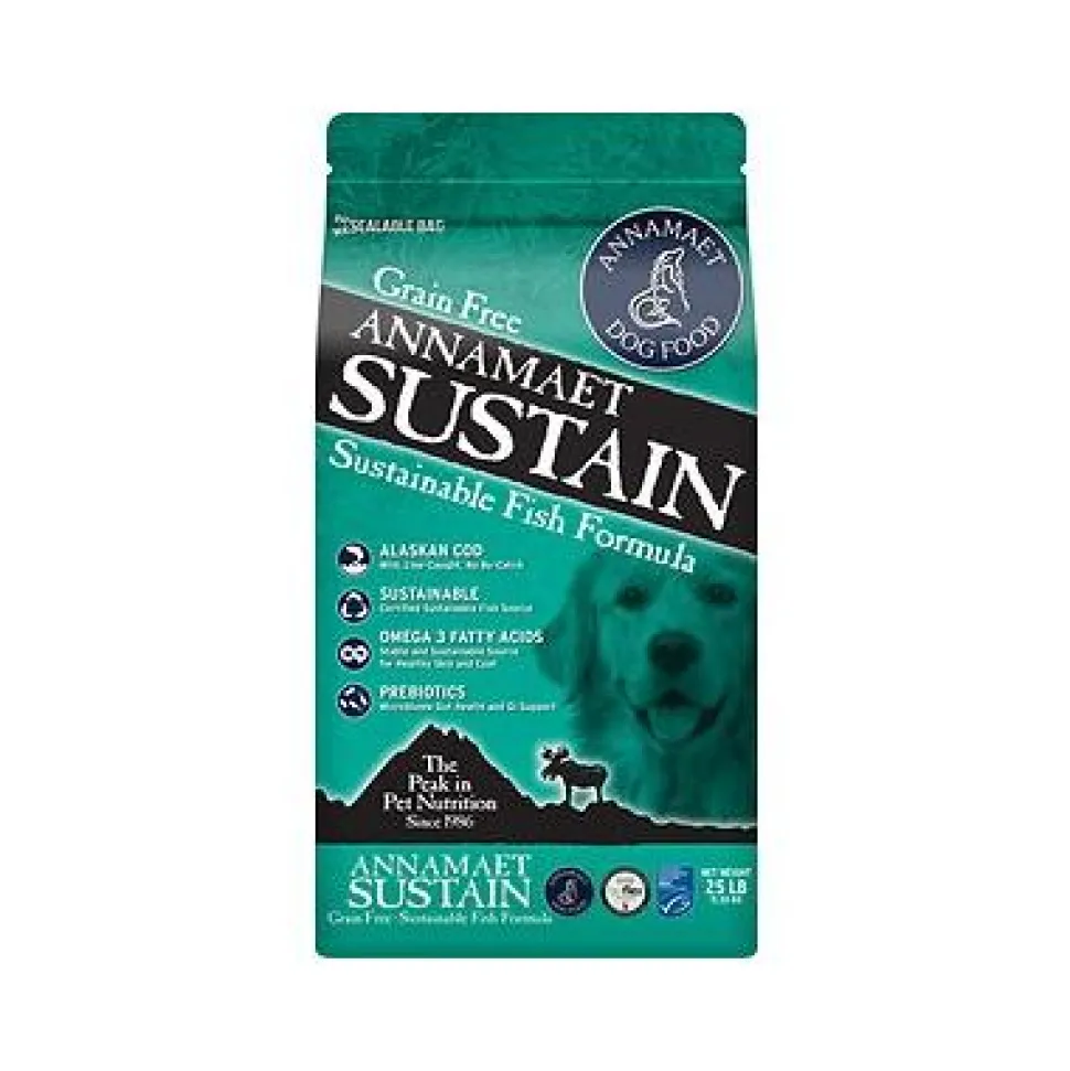 Annamaet Grain-Free Sustain Fresh Meat Line Caught Alaskan Cod Dry Dog Food - 25 lb Bag