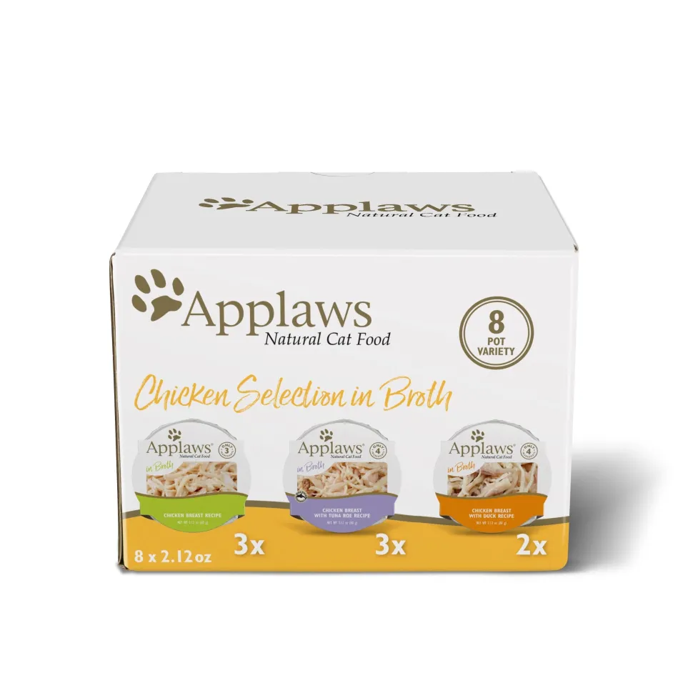 Applaws Chicken Selection Limited Ingredient Multi-Pack Wet Cat Food Tray - Variety Pack - 2.12 Oz - Case of 8 - 4 Pack