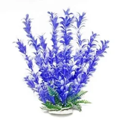 Aquatop Bacopa-Like Weighted Plastic Aquarium Plant - Blue/White - 9 In