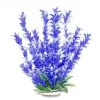 Aquatop Bacopa-Like Weighted Plastic Aquarium Plant Decoration - Blue/White - 12 In