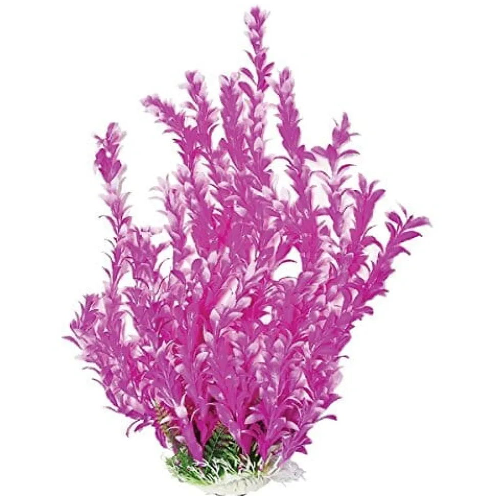 Aquatop Bacopa-Like Weighted Plastic Aquarium Plant Decoration - Pink/White - 16 In
