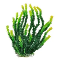 Aquatop Bushy Weighted Plastic Aquarium Plant Decoration - Green - 20 In