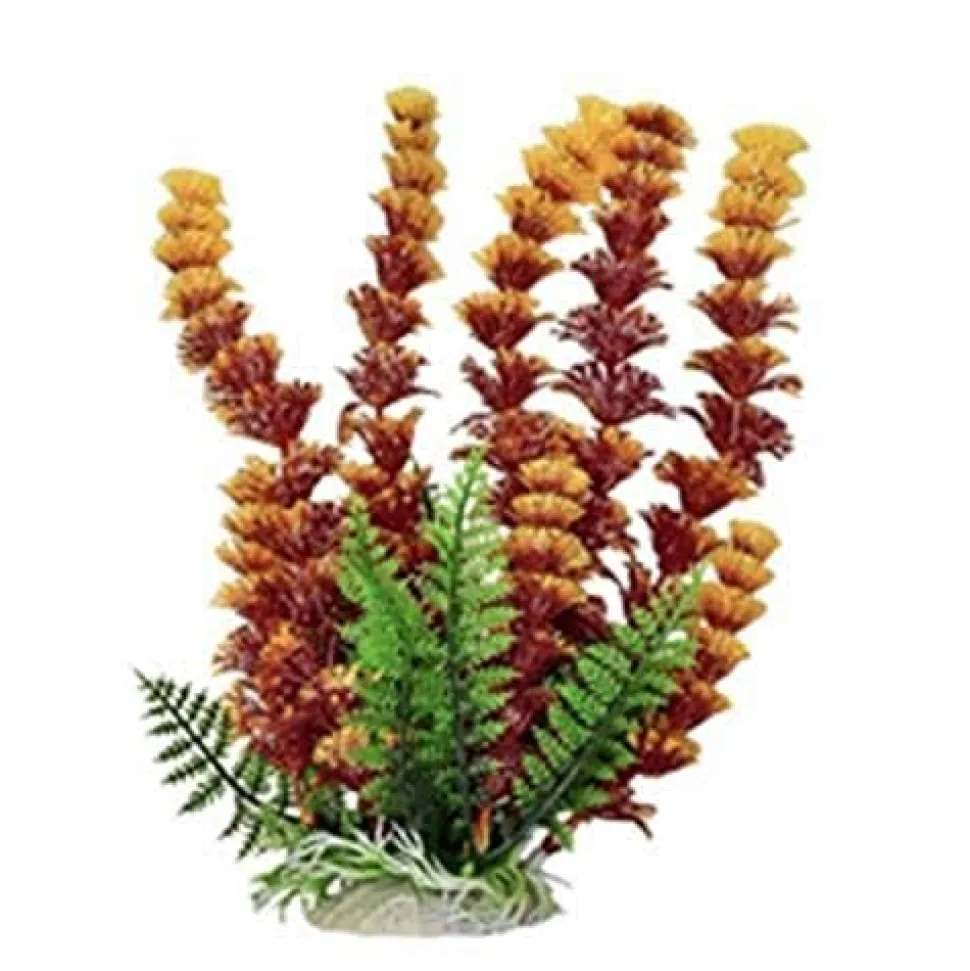 Aquatop Cabomba-Like Weighted Plastic Aquarium Plant - Red/Yellow - 6 In