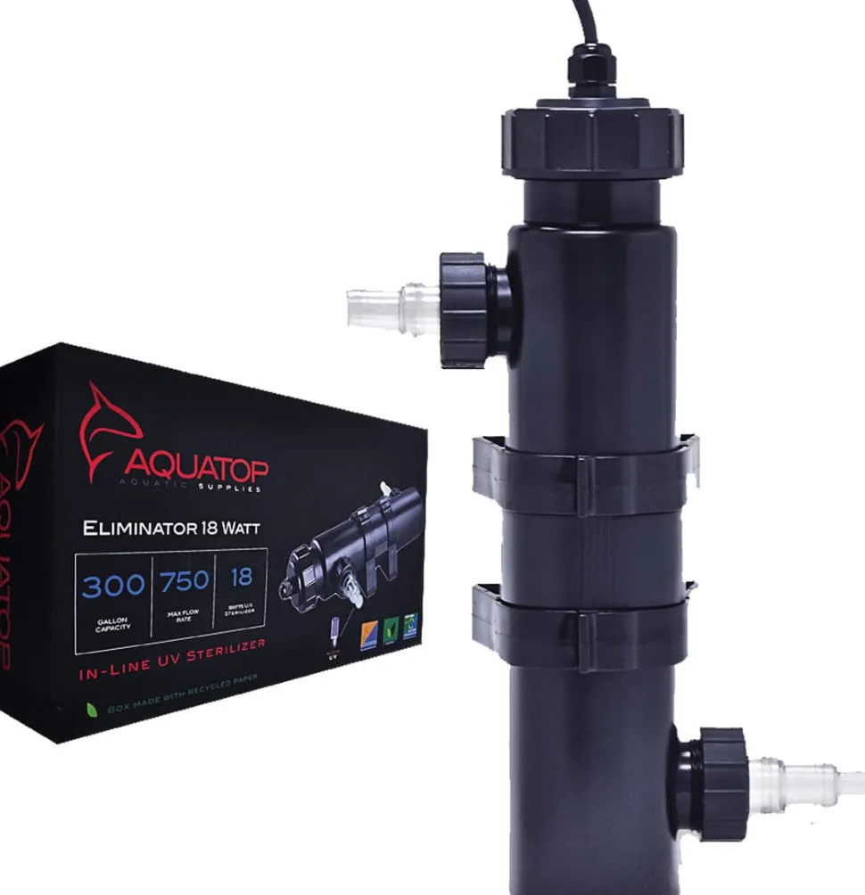Aquatop Eliminator In-Line UV Sterilizer Aquatic UV Sterilizers - Black - 300 Gal - 18 Watt