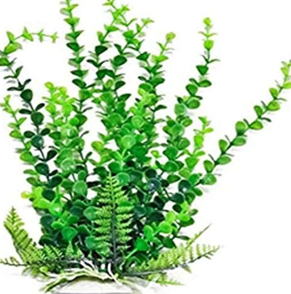 Aquatop Elodea-Like Weighted Plastic Aquarium Plant Decoration - Green - 16 In