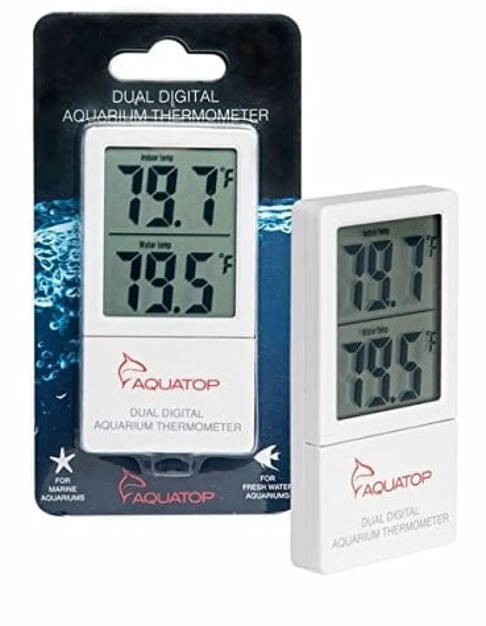 Aquatop External Dual Digital Aquarium Thermometer - White