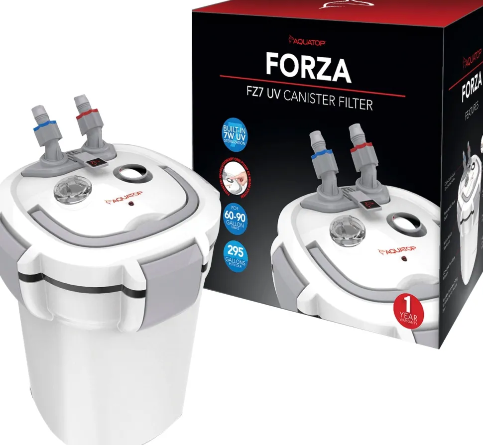 Aquatop Forza Fz7 UV Aquarium Canister Filter with 7W UV Sterilizer - White
