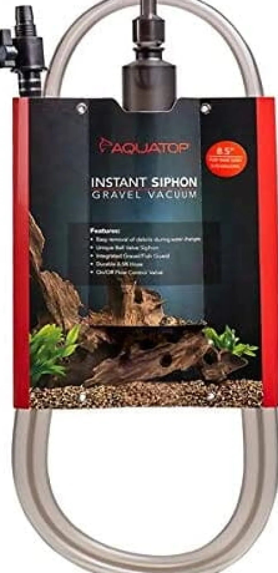 Aquatop Instant Siphon Gravel Vacuum Cleaner Aquatics Cleaning Supplies - Gray - 8.5 In