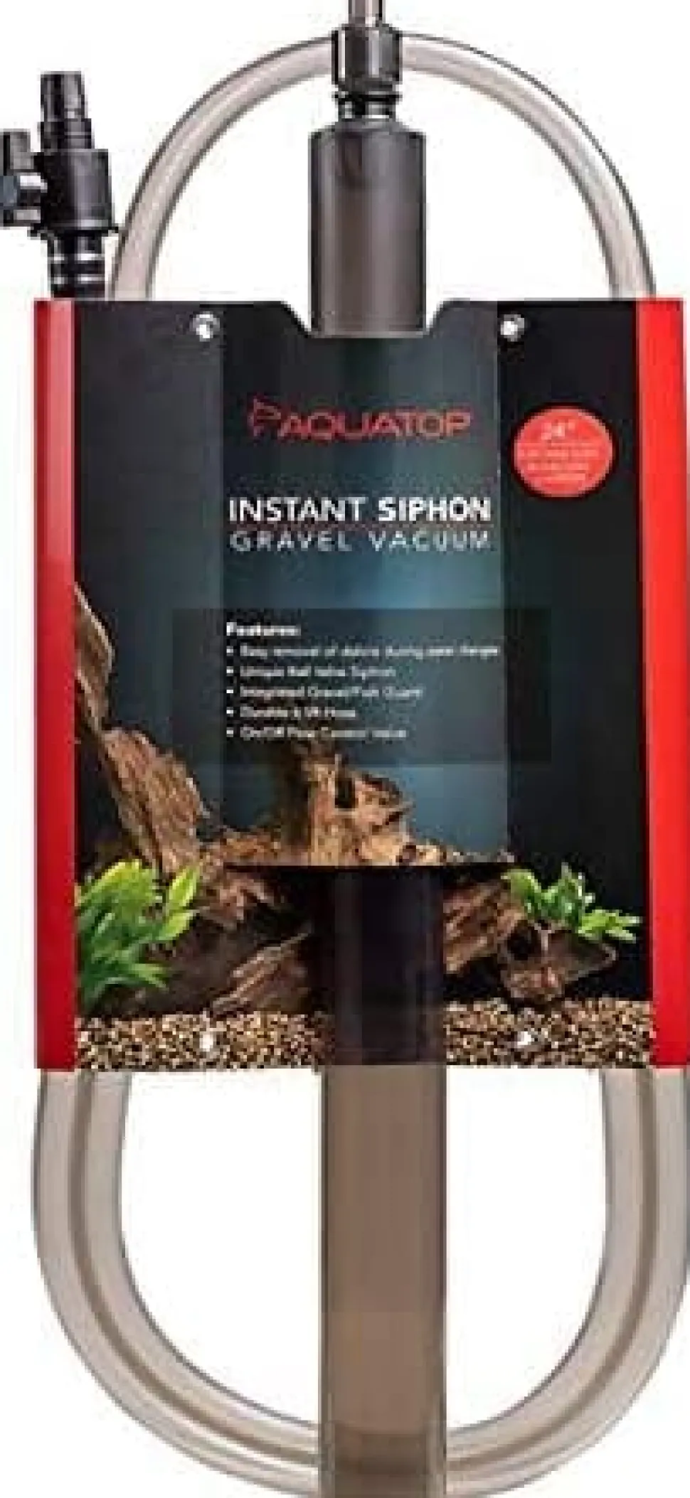 Aquatop Instant Siphon Gravel Vacuum Cleaner Aquatics Cleaning Supplies - Gray - 24 In
