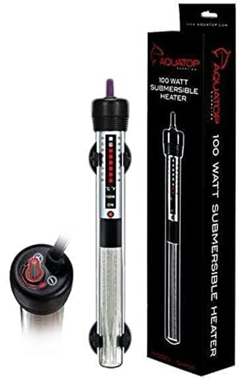 Aquatop Submersible Glass Heater Submersible Fish Tank Heater - 100 Watt