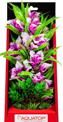 Aquatop Vibrant Garden Plant Boxed Plastic Aquarium Plant Decoration - Violet - 10