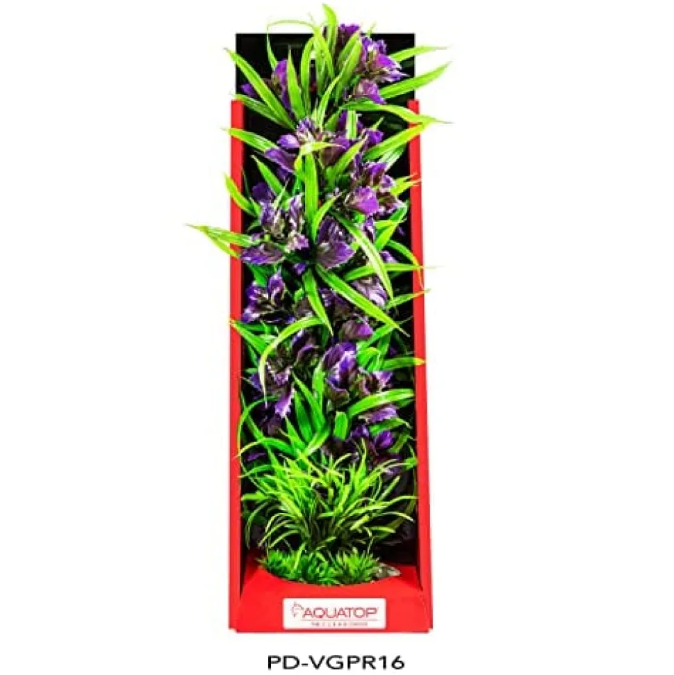 Aquatop Vibrant Garden Plant Boxed Plastic Aquarium Plant - Purple - 16