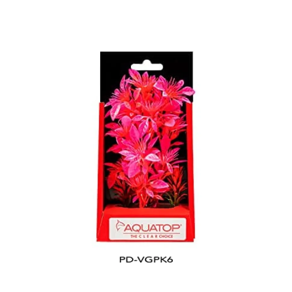 Aquatop Vibrant Garden Plant Boxed Plastic Aquarium Plant - Pink - 6