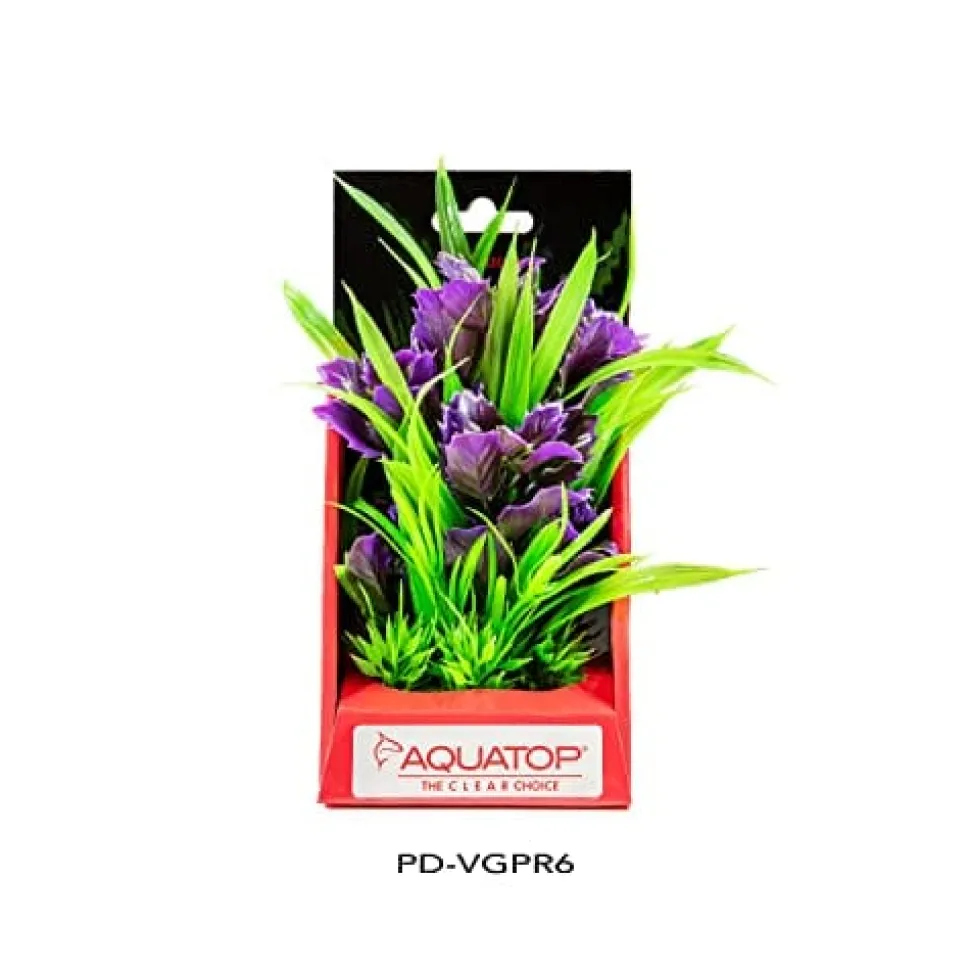 Aquatop Vibrant Garden Plant Boxed Plastic Aquarium Plant - Purple - 6