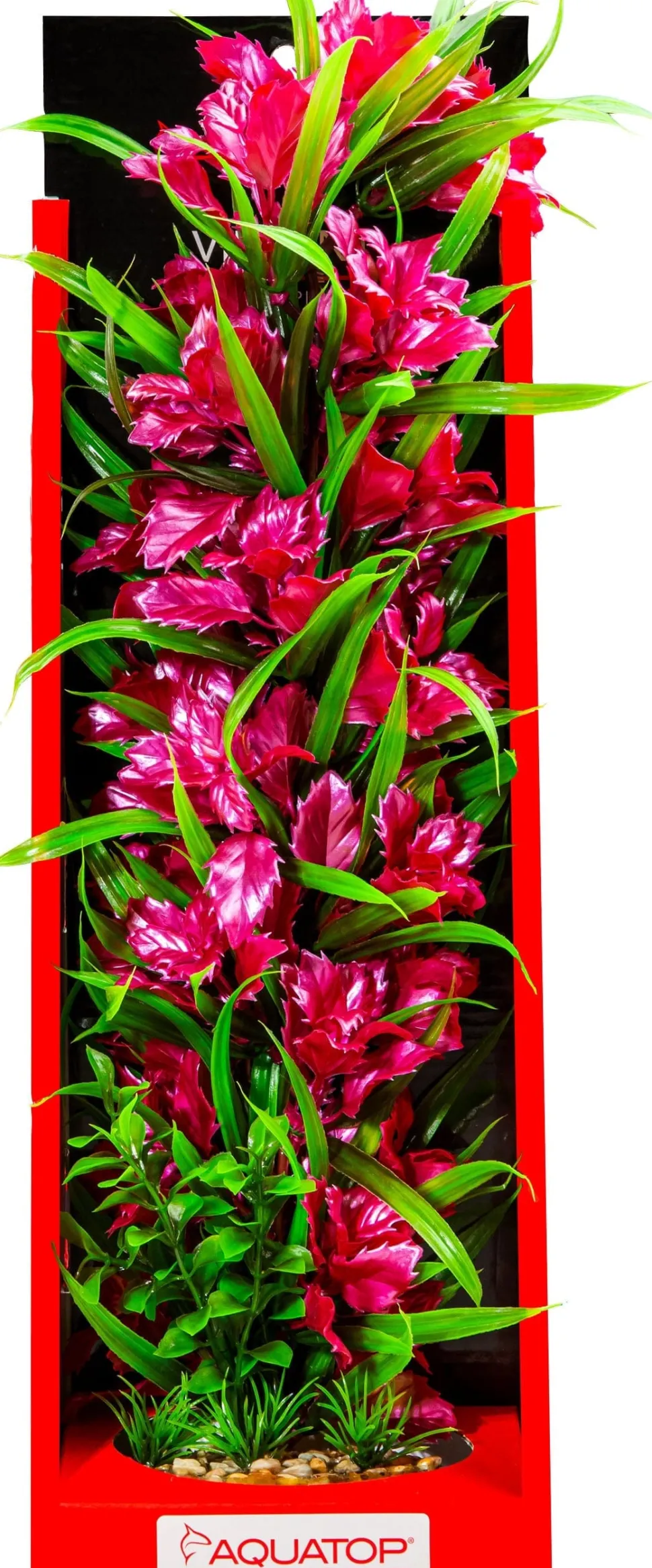 Aquatop Vibrant Passion Plant Boxed Plastic Aquarium Plant - Rose - 16