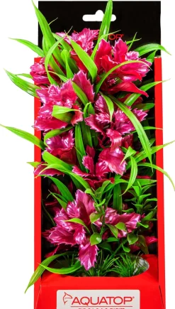 Aquatop Vibrant Passion Plant Boxed Plastic Aquarium Plant Decoration - Rose - 10