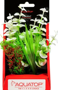 Aquatop Vibrant Wild Plant Boxed Plastic Aquarium Plant - White - 6