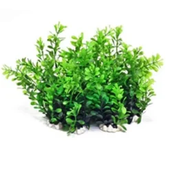 Aquatop Weighted Pack Plastic Aquarium Plant - Green - 6 In - 12 Pack