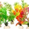 Aquatop Weighted Pack Plastic Aquarium Plant - Assorted - 5 In - 10 Pack