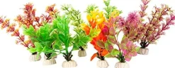 Aquatop Weighted Pack Plastic Aquarium Plant - Assorted - 5 In - 10 Pack