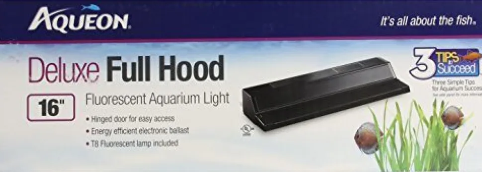 Aqueon Deluxe Full Fluorescent Hood - Black - 16" x 8"