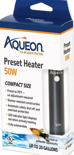 Aqueon Preset Aquarium Heater - Black - Up To 20 gal - 50 W