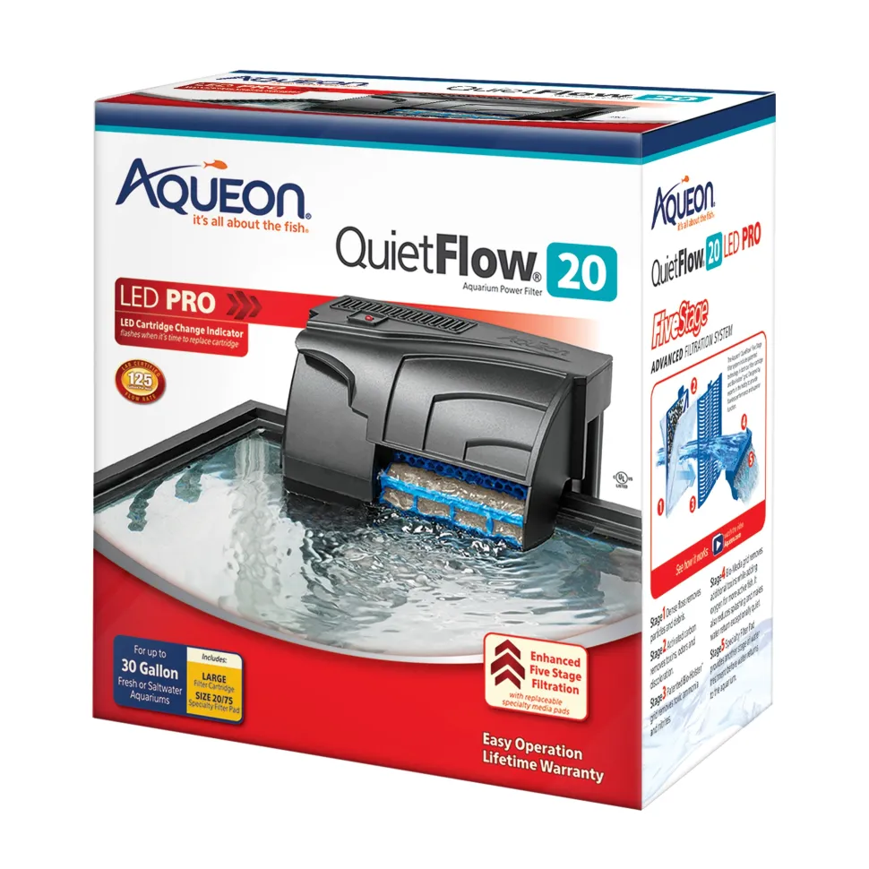 Aqueon QuietFlow LED PRO Aquarium Power Filter - Size 20