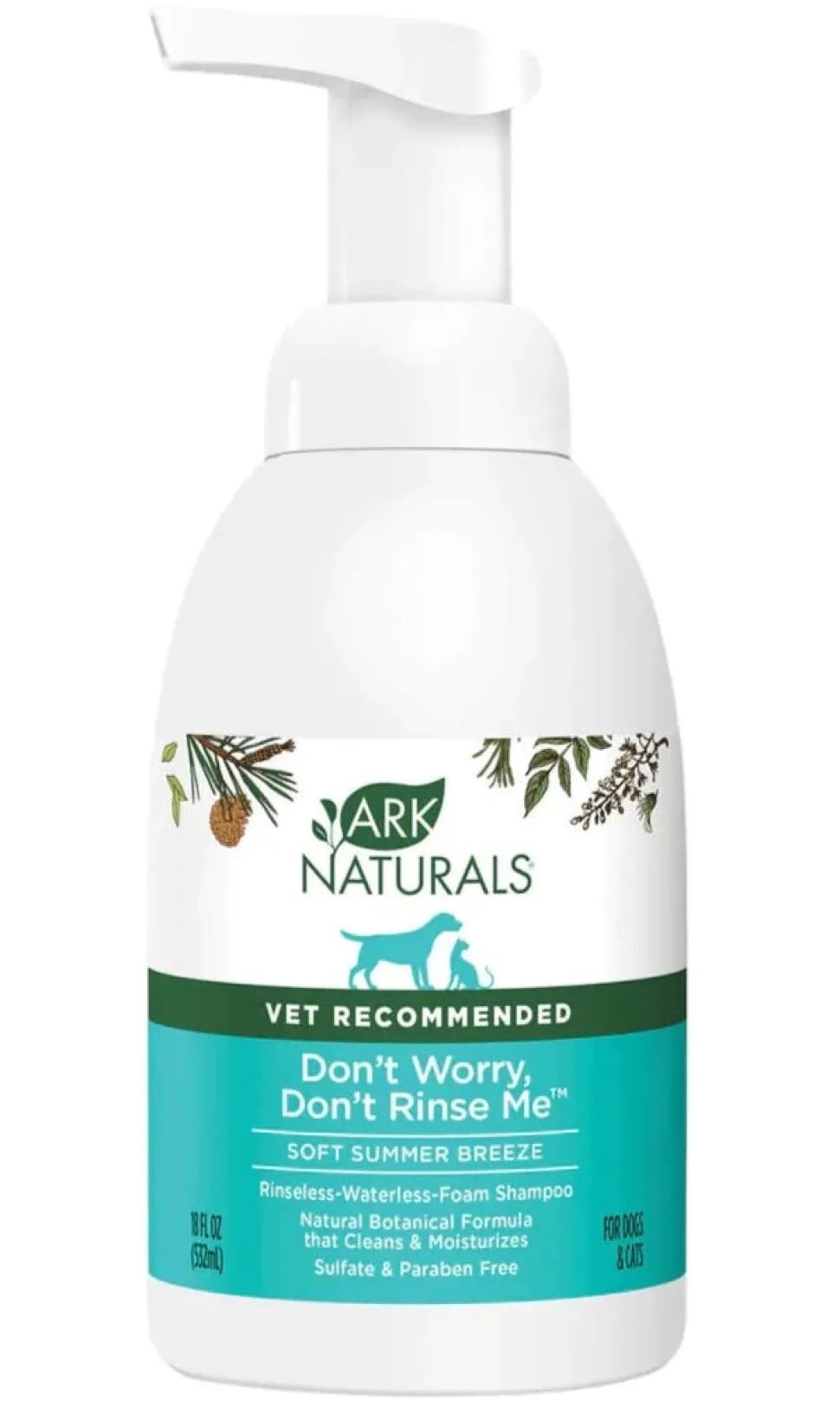 Ark Natural's Don't Worry Don't Rinse Me Waterless Dog and Cat Shampoo - 18 oz Bottle