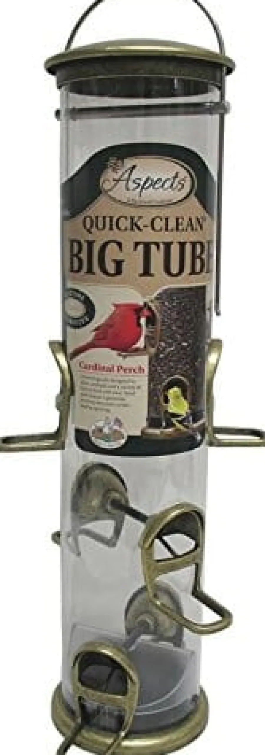 Aspects Quick-Clean Big Tube Mixed Seed Tube Type Bird Feeder - Antique Brass - 3.5 Qt Cap