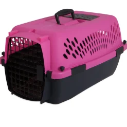 Aspen Fashion Pet Porter Dog Kennel Hard-Sided - Dark Pink and Black - 23 in