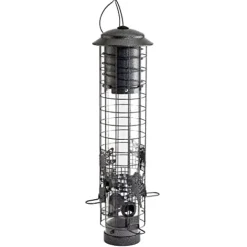 Audubon Dragonfly Squirrel-Resistant Tube Tubed Wild Bird Feeder - Gray - 2.5 Lbs Cap